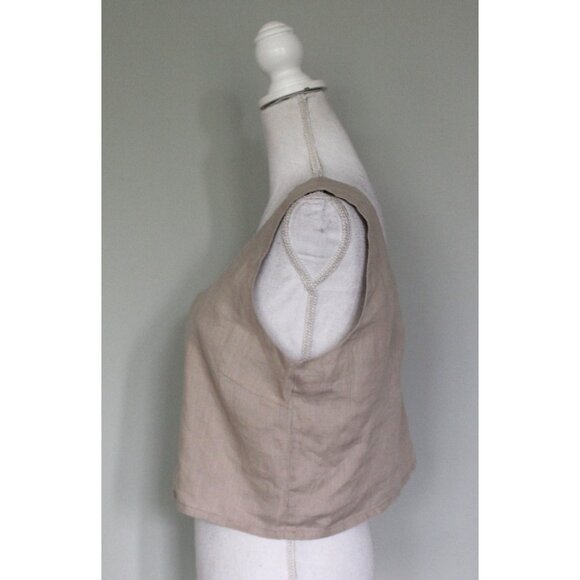 THE RESET R LABEL 100% Linen Beige Boxy Crop Top Tank, Size M Medium - Picture 6 of 12